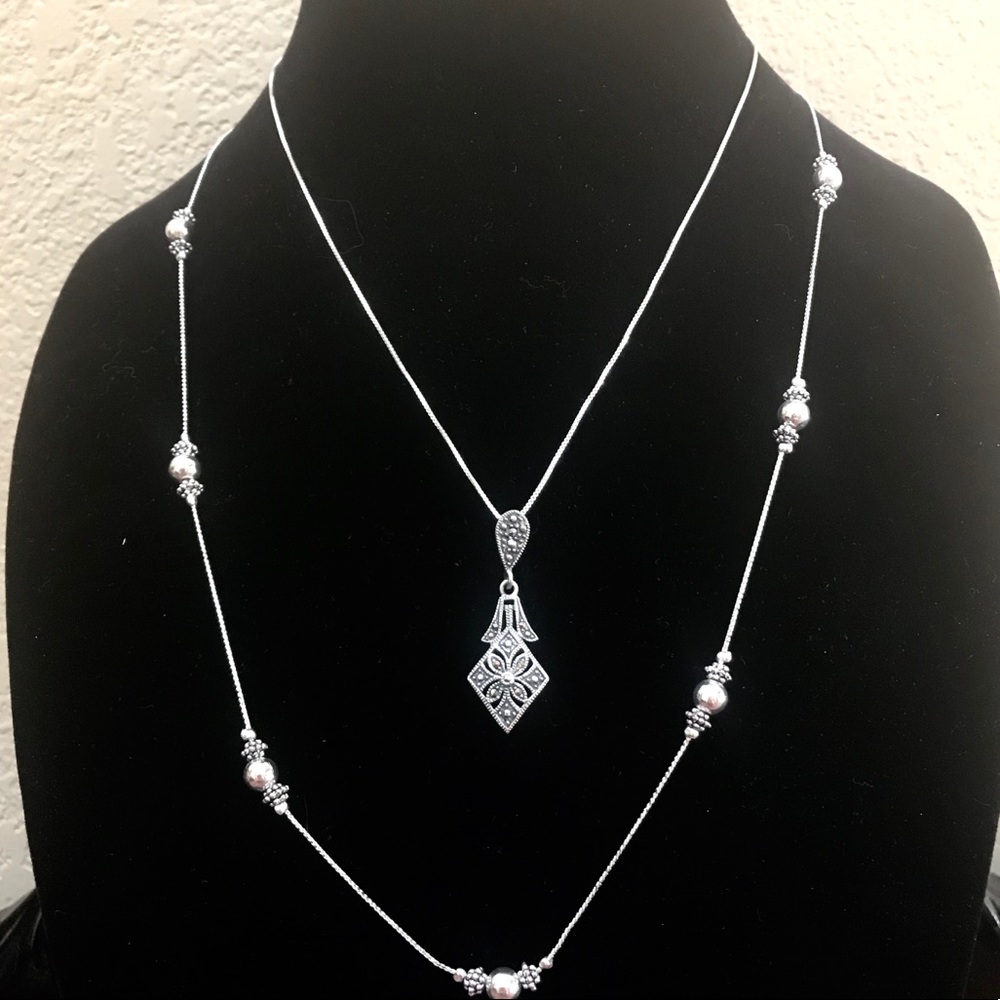 (SOLD)TWO NAPIER SILVER NECKLACES